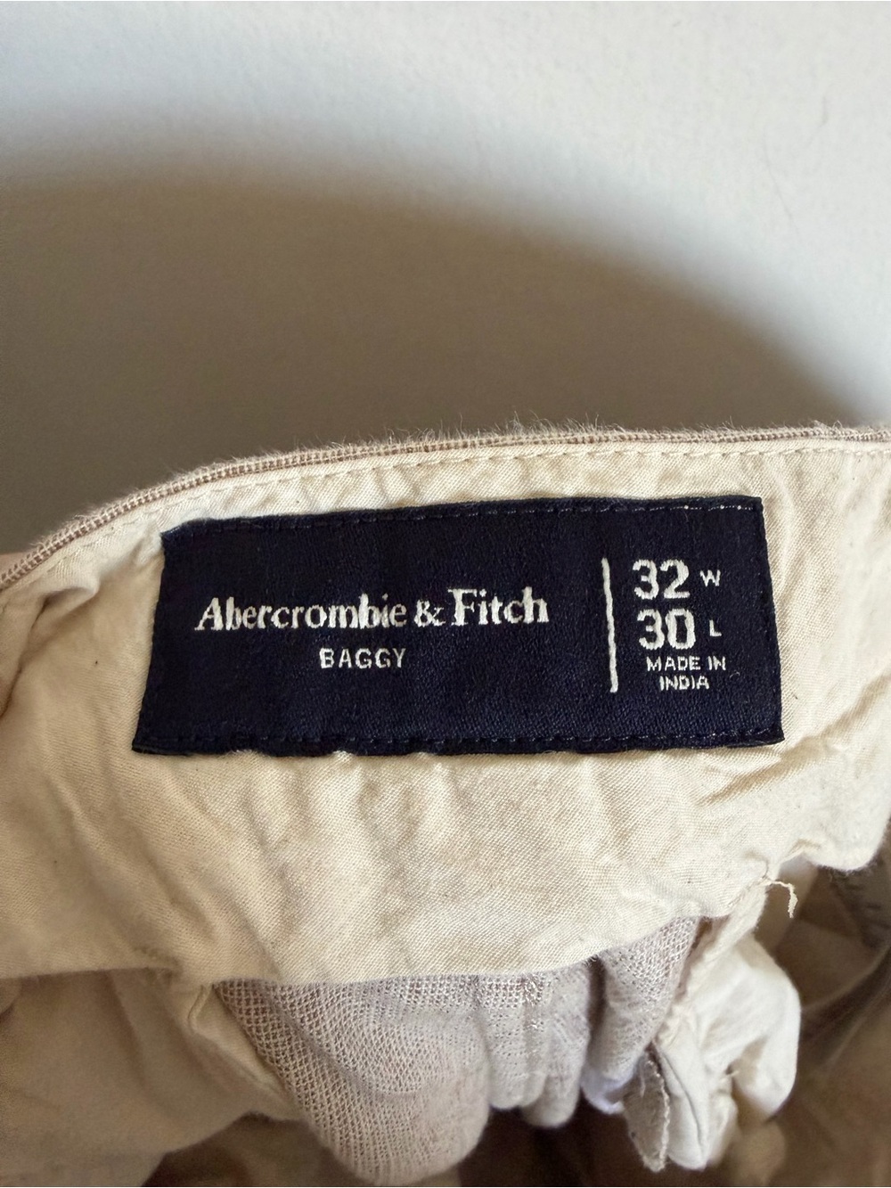 Abercrombie & Fitch Men’s Beige ‘Baggy’ Cotton Linen Pants size 32X30 EUC - Picture 4 of 5